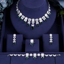 Бретельские серьги ожерелье Jankelly Nigeria 4-часовые свадебные цирконии женская вечеринка Deluxe Dubai Corning Serrings Cz Crishal Wedding Jewelry Set 230711