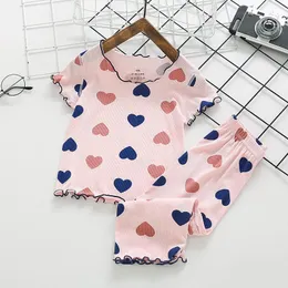 Pyjamas Sommar Barn Pyjamas Set Kärlek Pijamas för flickor Luftkonditionering Kläder Småbarn Sovkläder Barn Hem Kläder Set 230710