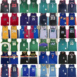 Mitchell und Ness Basketball-Trikots, Retro-Nähte, hochwertige, weiße, rote, schwarze, grüne, blaue, violette, gelbe Jersey-Herrenhemden