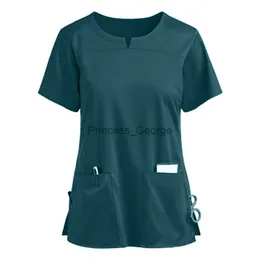 Others Apparel Women's Nursing Uniform Tshirts Tops Short Sleeve Pocket Care Workers Scrubs Medical Working Uniform Nursing Workers Scrubs Tops x0711