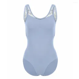 Stage Wear Balett Leotard Vuxen Dans För Kvinnor Gymnastik Tank Ballerina Danskläder Blommig Mesh Body Baddräkt