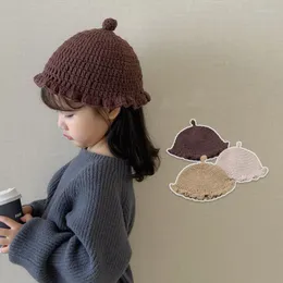 Berets 2023 Baby Herbst und Winter Mädchen Schnuller Fischer Hut Jungen Mode Handgemachte Gestrickte Warme Kurze Krempe Becken 47-50 cm