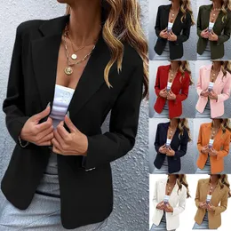 여자 정장 패션 통근자 블레이저 캐주얼 긴 소매 솔리드 버튼 슬림 한 버튼 핏 casaco feminino elegante de luxo