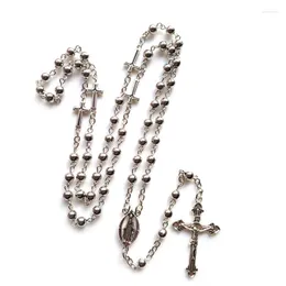 Collane con ciondolo QIGO Collana con rosario con perline in metallo Collana lunga con macchia cattolica Benedict Gioielli per uomo Donna