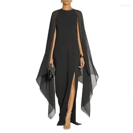 Fritidsklänningar Robe Femme Sommar Maxi För Kvinnor Vestidos De Mujer Semester Chiffong Cape Lång Klänning Kvinna Hög Slits Feminin