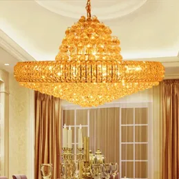 Chandeliers Led Golden Crystal Big Round Lighting Fixture Droplight Lustres D75cm/D100cm AC90V-260V