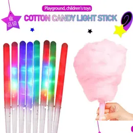 Breloki Jednorazowe lekkie szyszki waty cukrowej Świecące Luminous Marshmallow Sticks Migające Christmas Party Drop Deliv Dhnhz