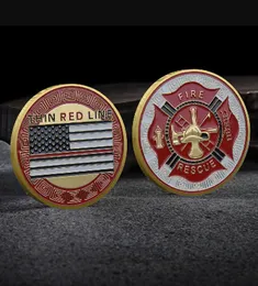 Arts and Crafts Heroic Firefighter Honor Emblem Bandiera a strisce colorate Placcatura oro e argento Souvenir