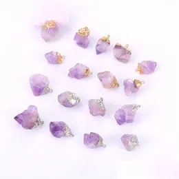 Charms Natural Crystal Irregar Rough Stone Pendants Amethyst Pendant For Necklace Jewelry Acc Drop Delivery Findings Components Dh7G1