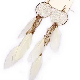 Stud Fashion Jewelry Bohemia Feather Beads Long Design Dream Catcher Drop Earrings for Women 230710