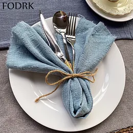 Guardanapo de mesa 12 pçs pano casamento para pratos tapete configuração servindo toalhas de cozinha linha de algodão decoração de festa decoupage azul 230711