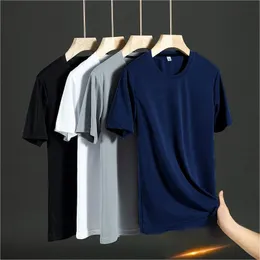 Heren T-shirts Mannen Korte Mouwen T-shirt Ijs Zijde Sneldrogend Zomer Top Hoge Elastische Effen Losse Size Sport Gym basketbal Jersey 230710