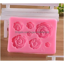 Baking Moulds Rose Flowers Sile Mold Cake Chocolate Decorating Tools Fondant Sugarcraft Xb1 Drop Delivery Home Garden Kitche Dhtuo