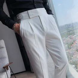 Męskie spodnie w stylu brytyjski jesienne nowe solidne paliwa męskie spodnie 2022 Wysokiej jakości Slim Fit Business Casual Set Pants Z230713