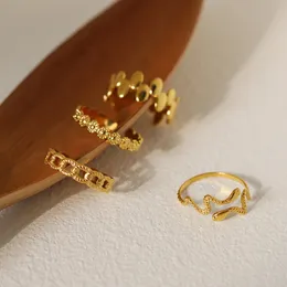 Alianças de casamento RHYSONG estilo misto de aço inoxidável Love Sanke Flower Ring para mulheres vintage flexível dedo aberto design criativo joias 230710