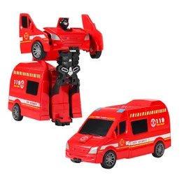 New stock puzzle simulation inertia collision deformation ambulance fire truck robot machine transformation diamond sliding children's boy toy gift 15CM