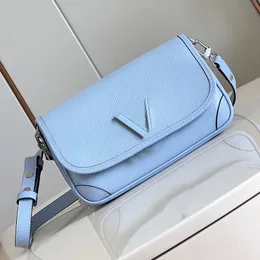 Lätt färg Axelväska Dam Designerväska Crossbody Flap Handväska Messenger Bag Handväska Cephalic Layer Water Ripple Läder Resin Klassiskt Bokstavsspänne Toppkvalitet