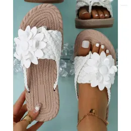 Sandálias verão sapatos femininos moda casual trançado padrão floral biqueira praia