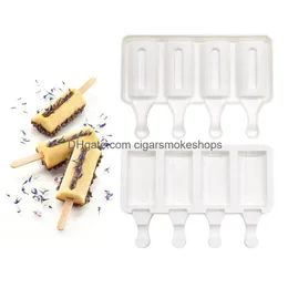 Stampi da forno 4 celle Stampi per gelato Sile per uso alimentare Mods per lecca-lecca Zer Bar Popsicle Maker Drop Delivery Casa Giardino Cucina Sala da pranzo Cuocere Dhkhp