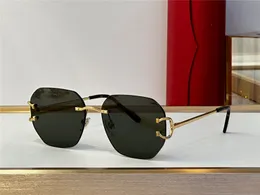 New fashion design pilot sunglasses 0396 K gold frame rimless lens simple and popular style selling outdoor uv400 protection glasses