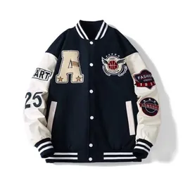 Hosen Varsity Baseball Bomber Jacke Männer Hip Hop Haruku Knochen Brief Patchwork Leder Jacken Streetwear Frauen Unisex College Mäntel