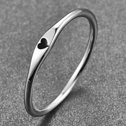 Huitan Minimalist Enamel Heart Finger Ring for Women Silver Color/Rose Gold Color Fashion Contracted Wedding Bands Jewelry Gifts