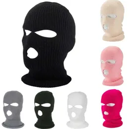 Casquettes de balle Hiver Chaud Fl Visage Er Moto Ski Masque Chapeau 3 Trous Clava Armée Tactique Coupe-Vent Tricot Bonnets Course Caps D1