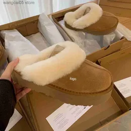 Slippers Top quality man women increase snow slippers Soft comfortable sheepskin keep Warm slippers Girl Beautiful gift free transshipment T230711