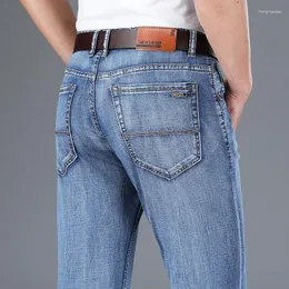 Jeans da uomo 2023 Business Regular Fit Straight Fashion Pantaloni in denim elasticizzato Slim Grey Smoke Straight Classic Male Brand Pants