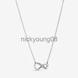 Pendant Necklaces Sparkling Infinity Pendant Necklace for Pandora Real Sterling Silver Wedding Jewelry For Women Girlfriend Gift CZ Diamond designer Necklaces wi
