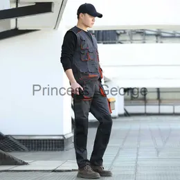 Others Apparel Work Suits Industrial for Men Multi Pockets Work Vest Electrician and Working Pants Cargo Trousers Set Workshop Clothes x0711