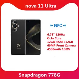 新しいhuawei nova 11ウルトラ携帯電話6.78 "120hz snapdragon 778gオクタコア12gb ram 512gb rom 60mpフロントカメラ4500mah 100ワット