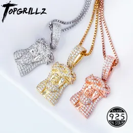Pendant Necklaces TOPGRILLZ 925 Sterling Silver Jesus Pendant Iced Out Cubic Zirconia Women's Pendant Hip Hop High Quality Charm Jewelry For Gift 230710
