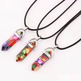 Pendant Necklaces Resin Hexagonal Column Chakra Pendants Healing Crystal Men Women Jewellry Drop Delivery Jewelry Dh9Lt