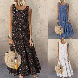 Vestidos casuales Mujeres O Cuello Vestido Sin mangas Diario A cuadros Maxi Vintage Club Noche Fiesta Vacaciones Robe Femme