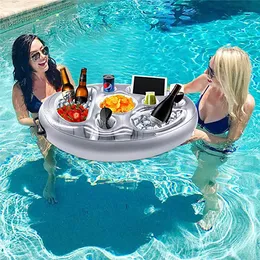 Sand Play Water Fun Summer Product Premium Inflável Eighthole Cup Holder Floating Bandeja Drink Drink Fruit Row Pool Party 230711