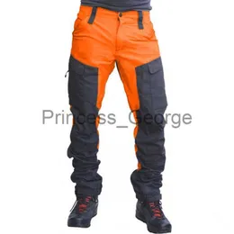 Altri Abbigliamento Maschile I nuovi pantaloni abbinati ai colori Slim Fashion Uomo Lavoro Casual Locomotiva Pantaloni per auto Cerniera Pantaloni cargo lunghi multitasche x0711