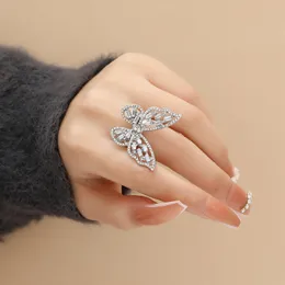 Wedding Rings Lovely Design Fashion Jewelry Opening Inlaid AAAA Zircon Butterfly Ring Luxury Shiny Cocktail Party for Women e193 230710