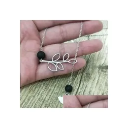 Pendant Necklaces Fashion Leaf Bird Lava Stone Necklace Volcanic Rock Aromatherapy Essential Oil Diffuser For Women Jewelry Drop Del Dhg0T