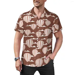 Camicie casual da uomo Camicia da spiaggia con mongolfiera Stampa nuvola Hawaii Camicette stile street da uomo Abbigliamento grafico a maniche corte Taglie forti