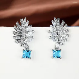 Ohrstecker Bohemian Square Blau Grün Rot Lila Schwarz Stein Blatt Für Frauen Silber Farbe Vintage Zirkon Hochzeit Schmuck Geschenke