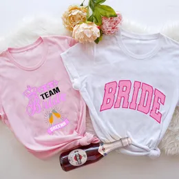 Women's T Shirts Friends Team Bride Squad Bachelorette Wedding Party Tees Bridesmaid Crown Graphic Bridal Hen Tshirts Tops