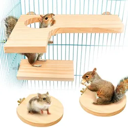 Small Animal Supplies 5Pcs Natural Wood Hamster Stand Platform Rat Activity Playground Chinchilla Cage Accessories with Washers for Birds O11 21 230710