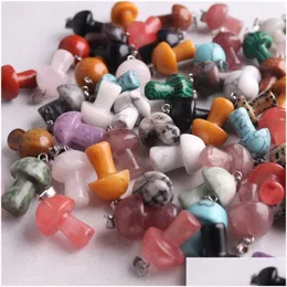 Charms Pietra Naturale Intagliata 20 Mm Fungo Opale Quarzo Rosa Chakra Cristallo Occhio Di Tigre Ciondolo A Mano Per Creazione Di Gioielli Fai Da Te Goccia Delive Dhawu