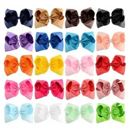 DHL Party Favor 20 Colors Candy Color 8 Inch Baby Ribbon Bow Hairpin Clips Girls Large Bowknot Barrette Kids Hairbows Kids Hair Accessories 0711