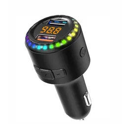 Bluetooth 5.0 EDR Car FM Transmitter Wireless Hands-free Call MP3 Player 7 Color RGB Lights 2 USB Fast Charging Car Accessories