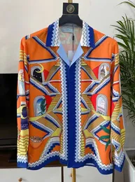 Casablan hawajska koszula męska projektant jedwabna koszula odzież europejska amerykańska tendencja ponadgabarytowych mężczyzn w stylu casual, z nadrukiem w stylu etnicznym letnia koszulka z długim rękawem M-3xl