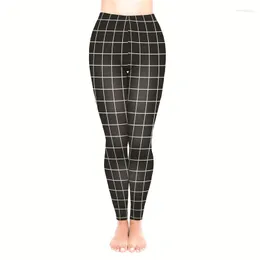 Dam Leggings DeanFire Super Soft Svart Grid Print Fitness Leggins Sexiga Silm Byxor Ankellängd Dam