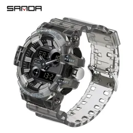 SANDA nouvelle mode Transparent Sport hommes montre décontracté militaire Quartz montre-bracelet étanche étudiant horloge relogio masculino 3100