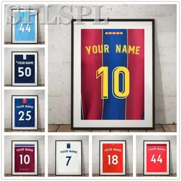 Calcio Basketball Jersey Nome Poster personalizzati Tela Pittura Sport Wall Art Immagini per ragazzi Camera Personalizzata con qualsiasi nome Regali di compleanno per amico w06